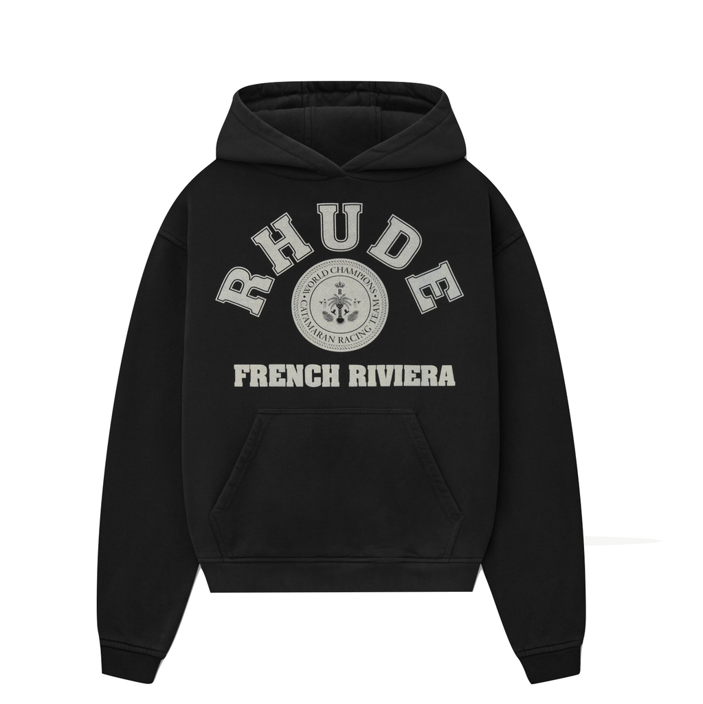 RHUDE FRENCH RIVIERA HOODIE - VTG BLACK