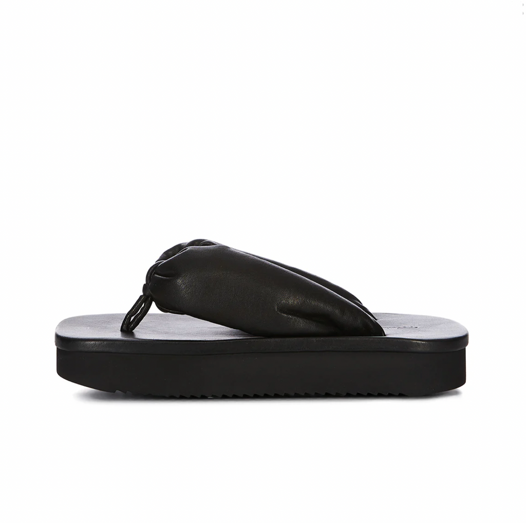 RICK OWENS TEMPLE LEATHER PADDED SANDALS - BLACK