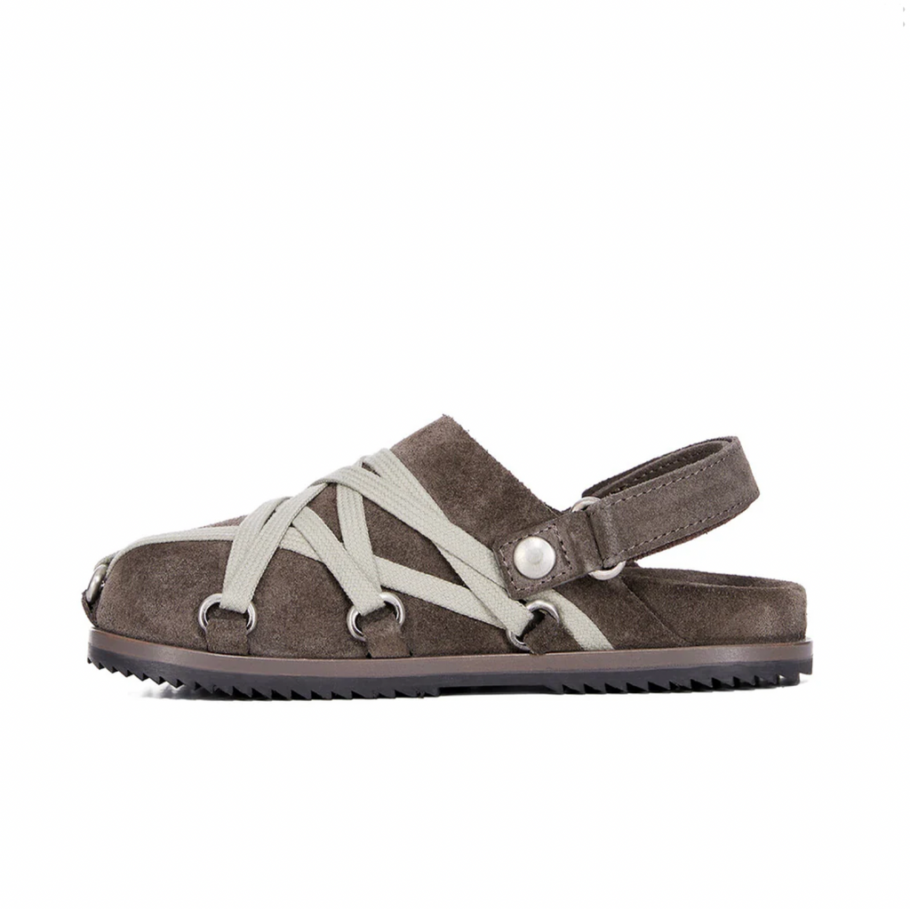 RICK OWENS TEMPLE MEGALACE® MULE GRANOLA IN SUEDE LEATHER - DUST