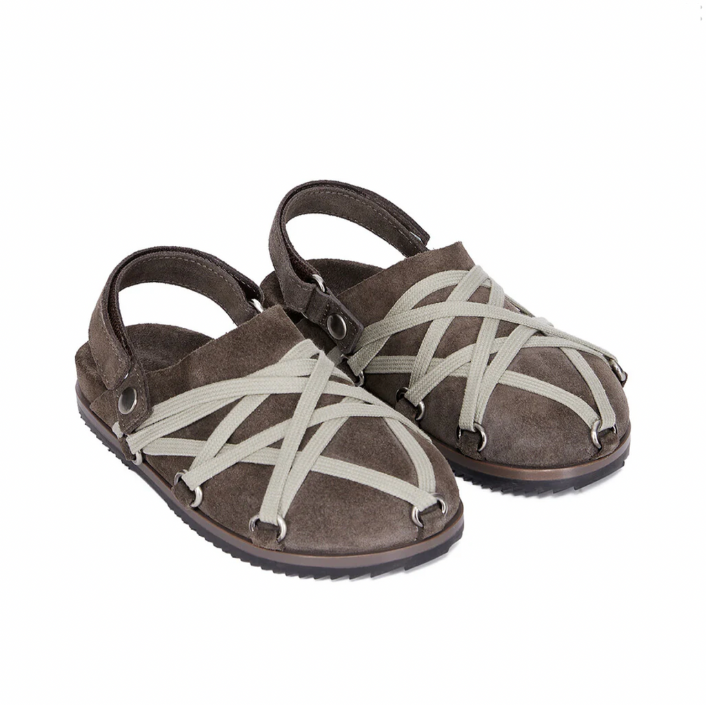 RICK OWENS TEMPLE MEGALACE® MULE GRANOLA IN SUEDE LEATHER - DUST