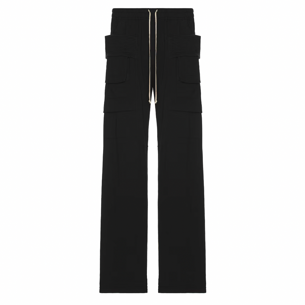 RICK OWENS DRKSHDW TEMPLE CREATCH WIDE CARGO PANT - BLACK