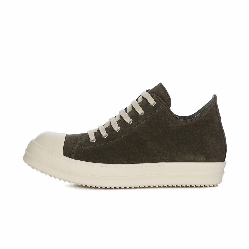 RICK OWENS TEMPLE SUEDE LEATHER LOW SNEAKS - EUCA/MILK/MILK