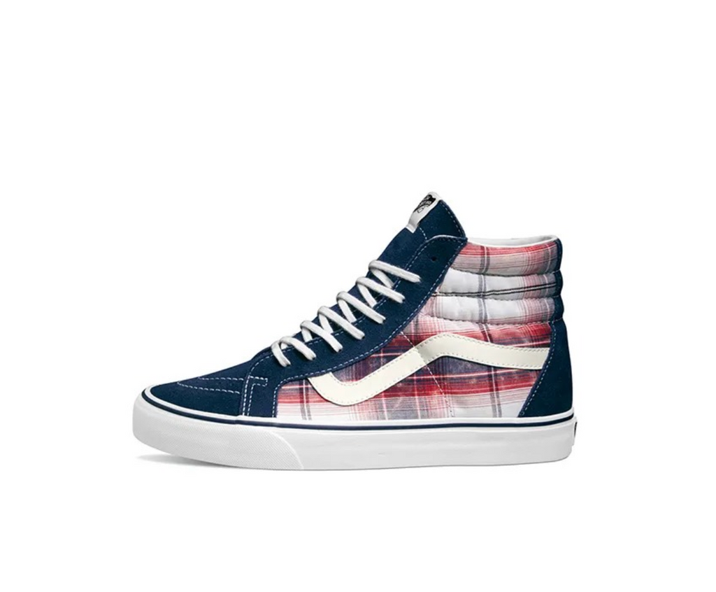 VANS SK8-HI REISSUE (DISTRESSED PLAID) - NAVY/RED