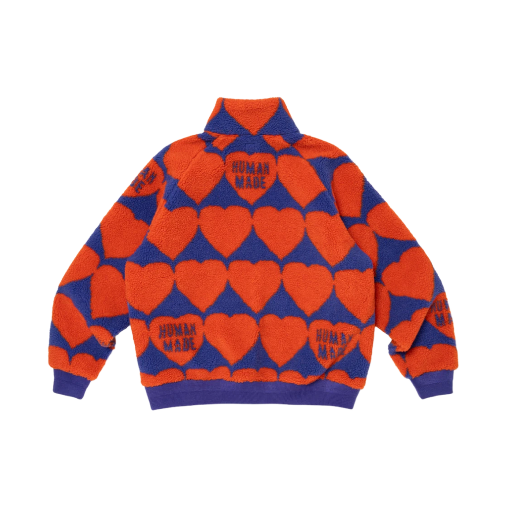 HUMAN MADE HEART FLEECE JACKET - ORANGE