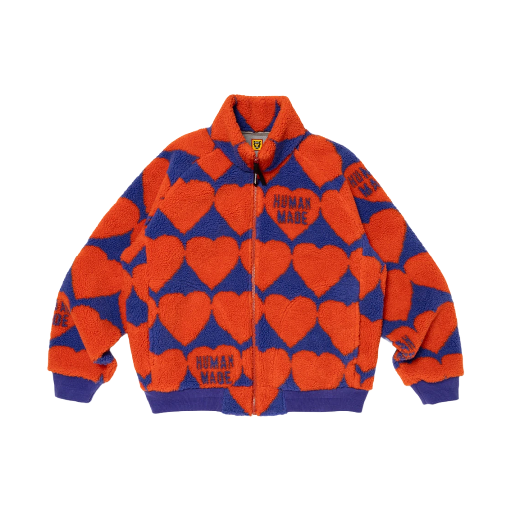 HUMAN MADE HEART FLEECE JACKET - ORANGE