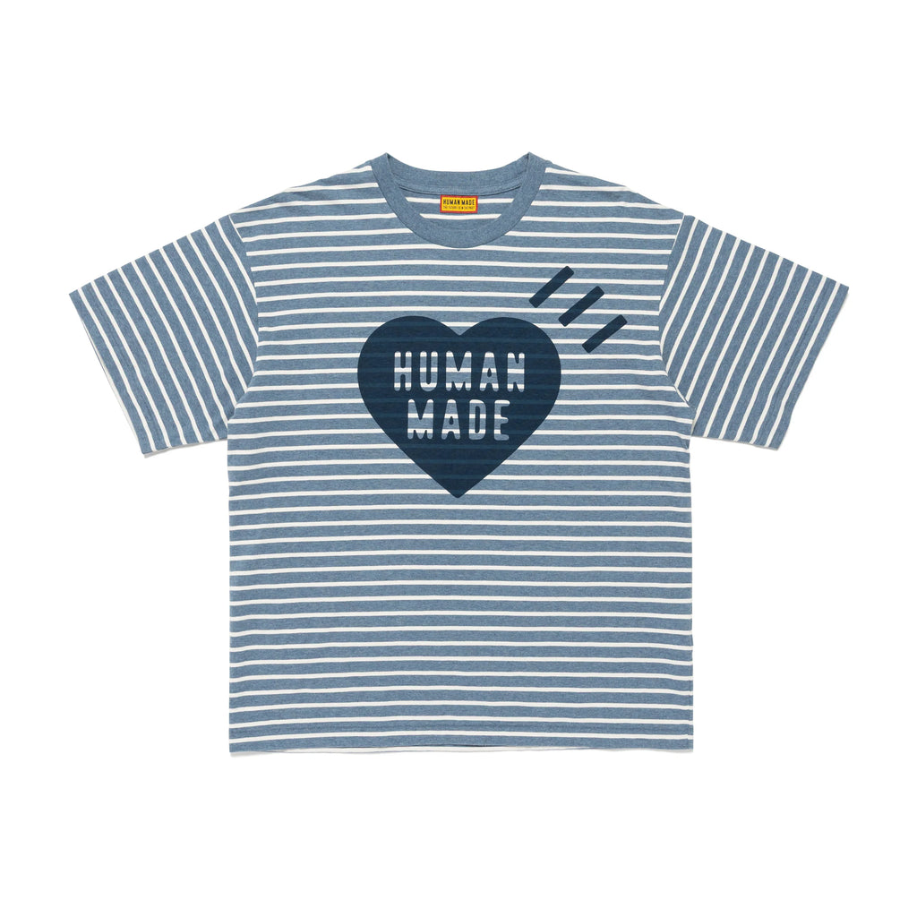 HUMAN MADE HEART STRIPED T-SHIRT - BLUE