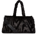 NIKE SPORTSWEAR FAUX FUR TOTE BAG - BLACK/BLACK/METALLIC SILVER