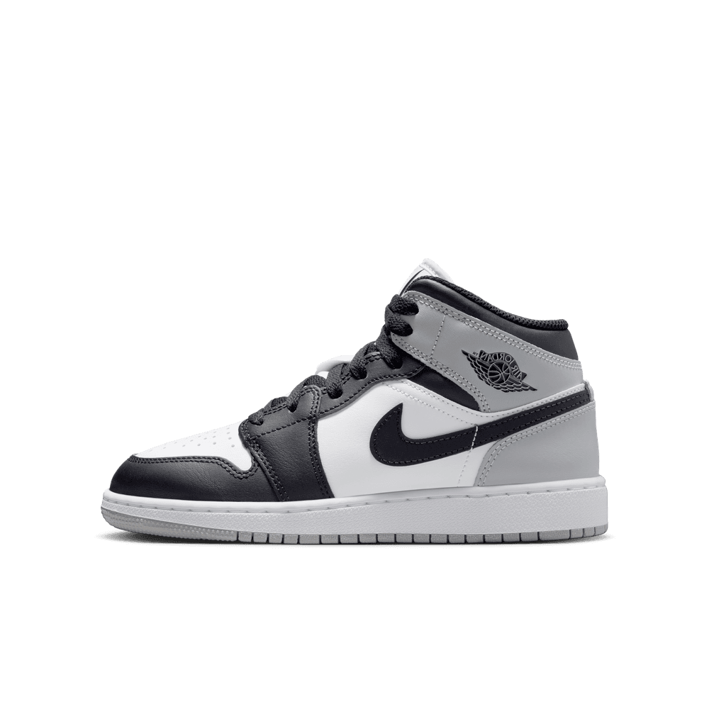 AIR JORDAN 1 MID GS - WHITE/BLACK-LT SMOKE GREY