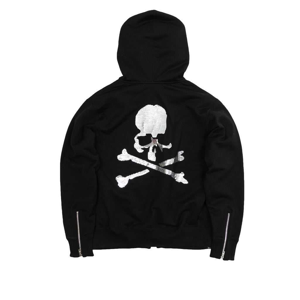 MASTERMIND SEQUIN SKULL ZIP-UP SWEATSHIRT - BLACK