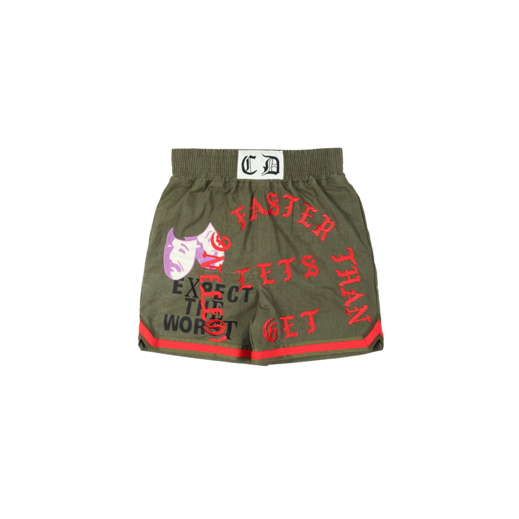 READYMADE EMBROIDERED BOXING SHORTS - GREEN