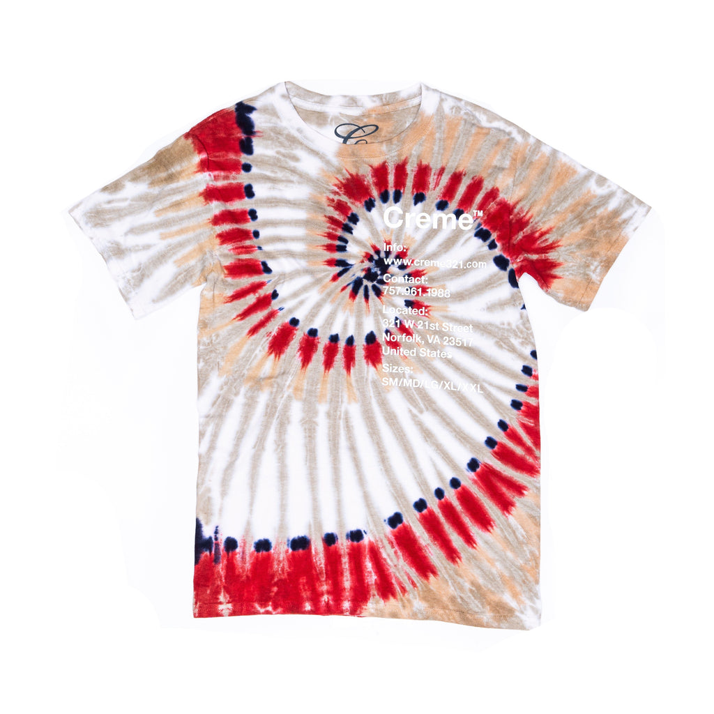 CREME VA INFO TIE DYE TEE - CANYON RED