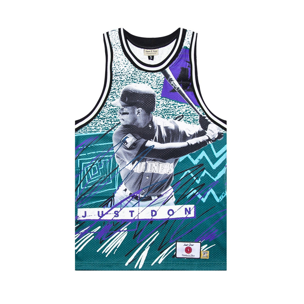 JUST DON X MITCHELL & NESS ‘SEATLE
MARINERS' SUBLIMATED JERSEY - PATTERN TEAL
