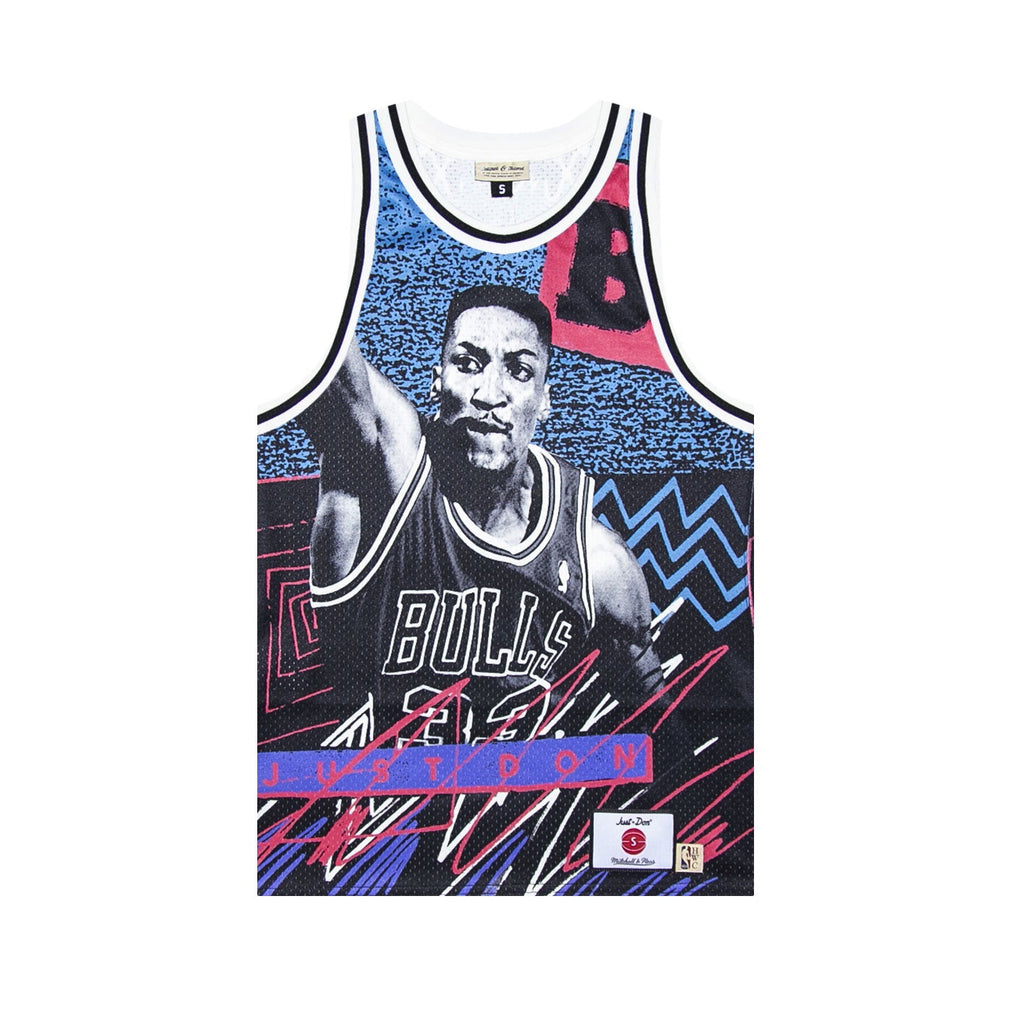 JUST DON X MITCHELL & NESS ‘CHICAGO BULLS’ SUBLIMATED JERSEY - PATTERN BLACK