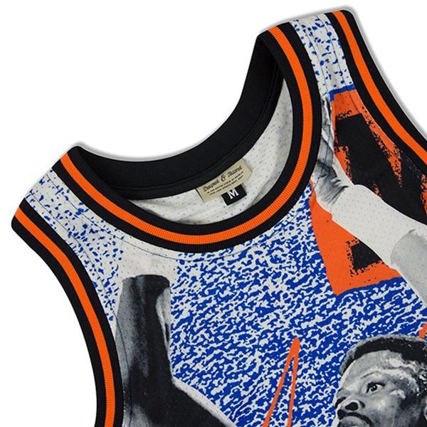 JUST DON X MITCHELL & NESS 'NEW YORK KNICKS' SUBLIMATED JERSEY - PATTERN ROYAL