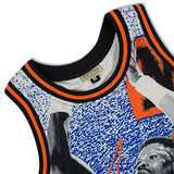 JUST DON X MITCHELL & NESS 'NEW YORK KNICKS' SUBLIMATED JERSEY - PATTERN ROYAL