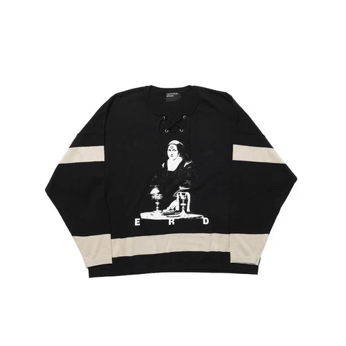 ENFANTS RICHES DÉPRIMÉS TTHEY BROKE ME HOCKEY JERSEY SWEATER - BLACK / STONE