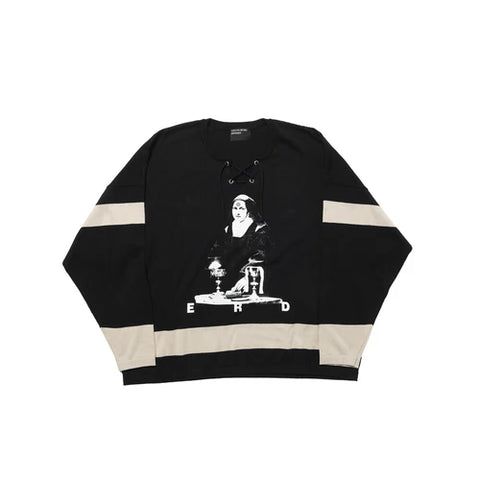 ENFANTS RICHES DÉPRIMÉS TTHEY BROKE ME HOCKEY JERSEY SWEATER - BLACK / STONE