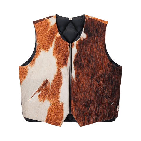 STÜSSY REVESRIBLE QUILTED VEST - COWHIDE