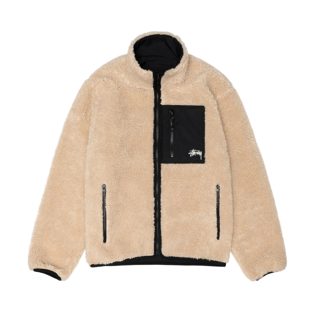 STÜSSY SHERPA REVERSIBLE JACKET - BEIGE