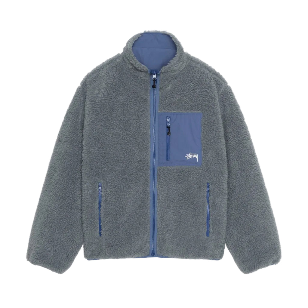 STÜSSY SHERPA REVERSIBLE JACKET - BLUESTONE