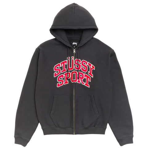 STÜSSY SPORT ZIP HOODIE - WASHED BLACK