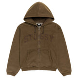 STÜSSY FADED GRAPHIC ZIP HOODIE - OLIVE