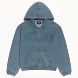 STÜSSY FADED GRAPHIC ZIP HOODIE - WASHED NAVY
