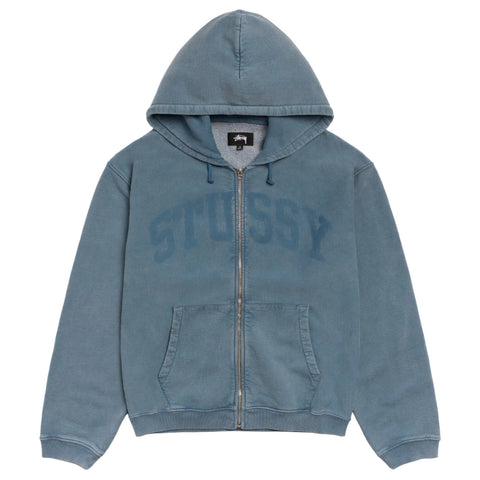 STÜSSY FADED GRAPHIC ZIP HOODIE - WASHED NAVY