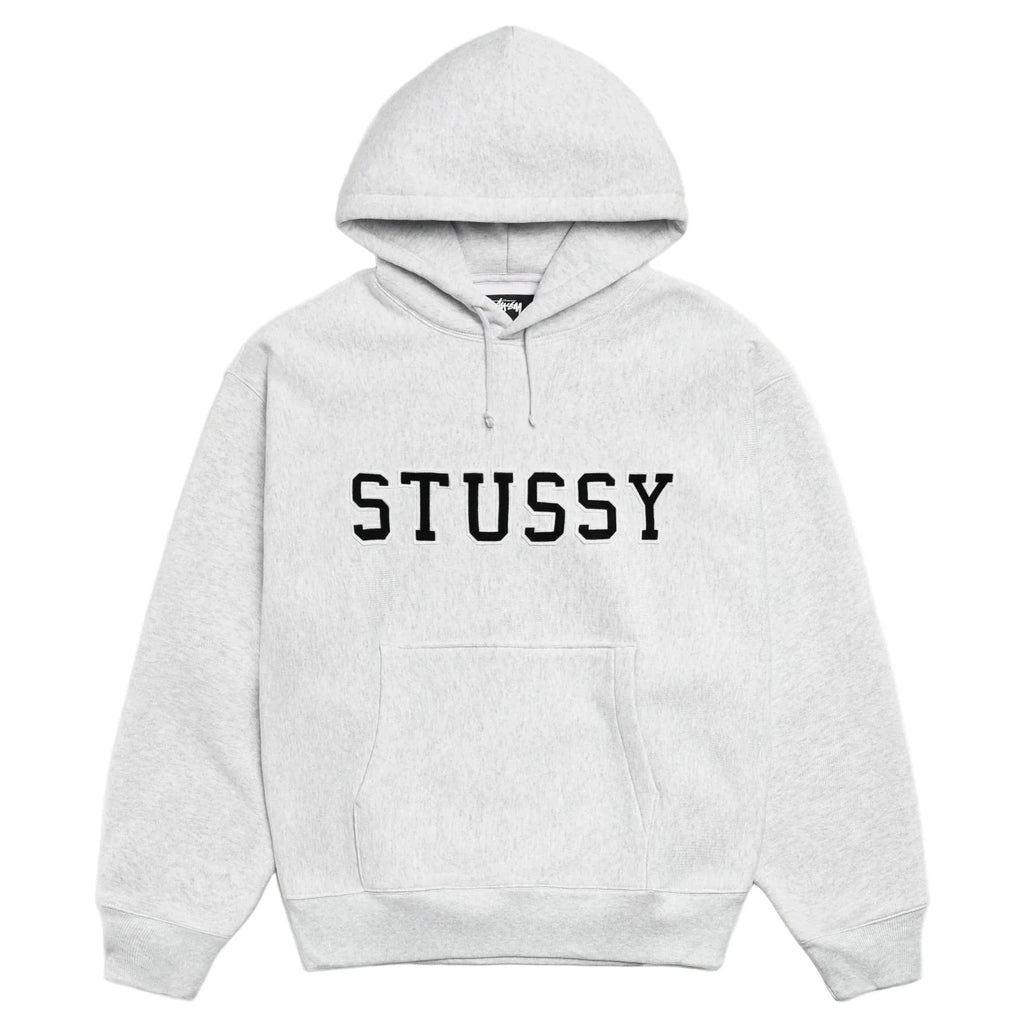 STÜSSY FELT APPLIQUE HOODIE - ASH HEATHER GRAY