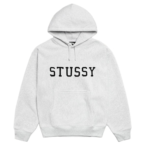 STÜSSY FELT APPLIQUE HOODIE - ASH HEATHER GRAY