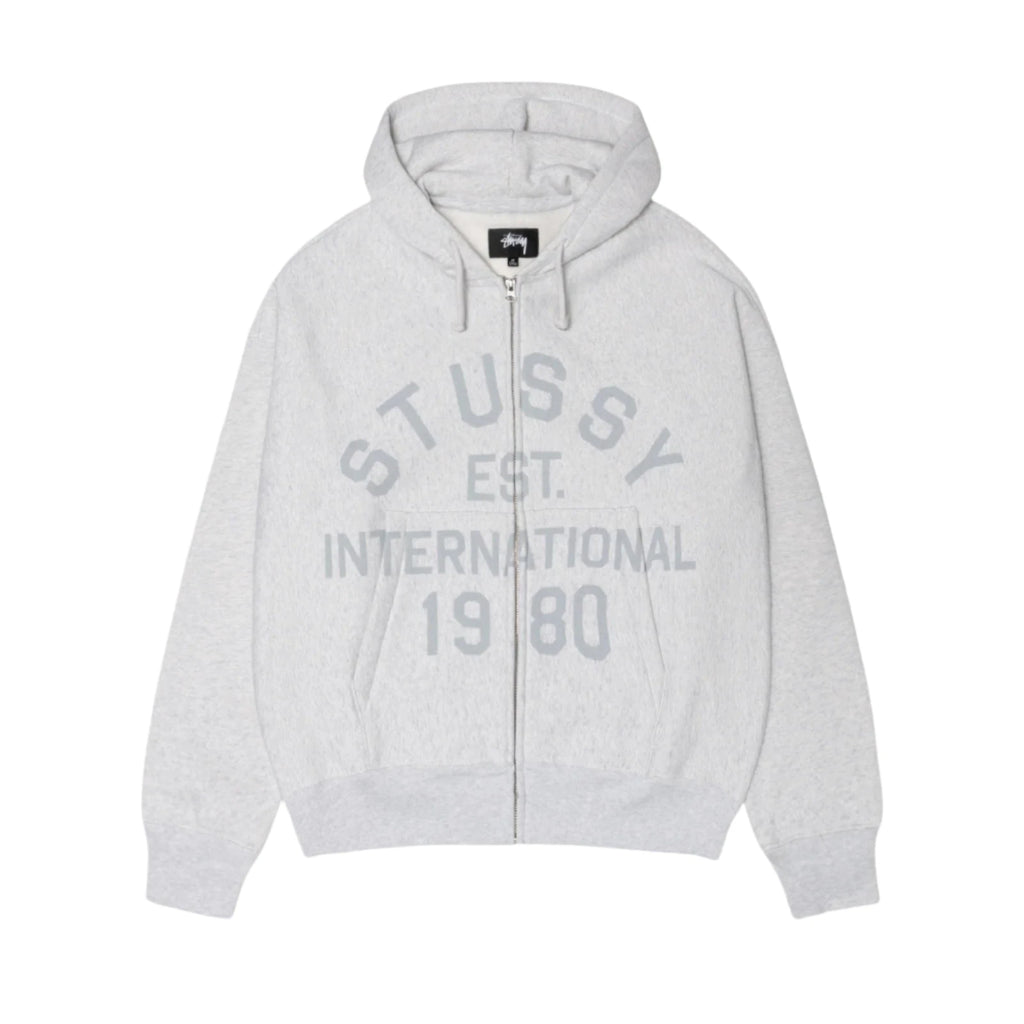 STÜSSY STUSSY EST PRINTED ZIP HOODIE - ASH HEATHER