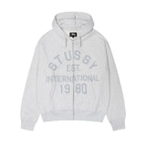 STÜSSY STUSSY EST PRINTED ZIP HOODIE - ASH HEATHER
