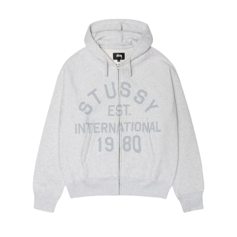 STÜSSY STUSSY EST PRINTED ZIP HOODIE - ASH HEATHER