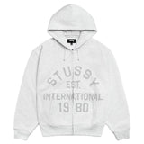 STÜSSY ESTABLISHED ZIP HOODIE - ASH HEATHER GRAY