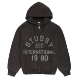 STÜSSY ESTABLISHED ZIP HOODIE - BLACK