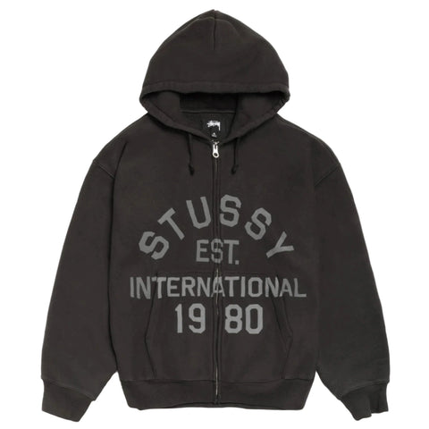 STÜSSY ESTABLISHED ZIP HOODIE - BLACK