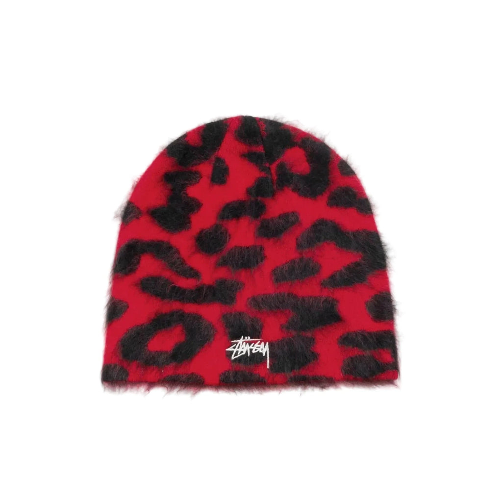 STÜSSY CASHMERE LEOPARD SKULLCAP - RED