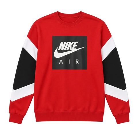 NIKE AIR FLEECE CREW SWEATSHIRT - GYM RED/WHITE-BLACK