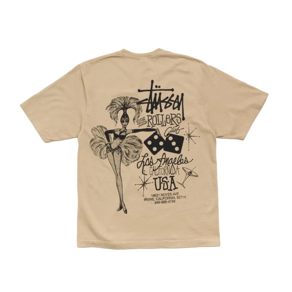 STÜSSY HIGH ROLLERS PIG. DYED TEE - ROCK