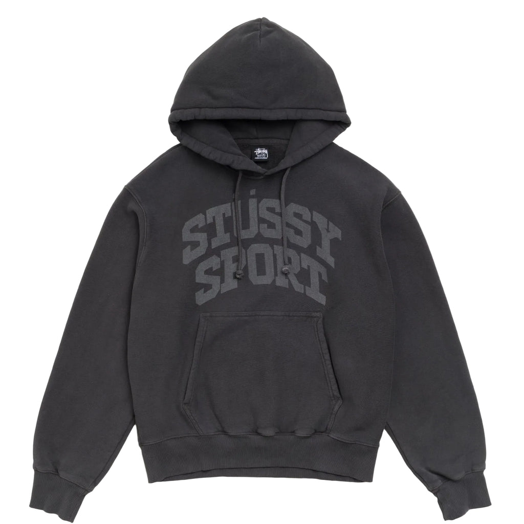 STÜSSY BLOCK SPORT HOODIE GARMENT DYED - FADED BLACK