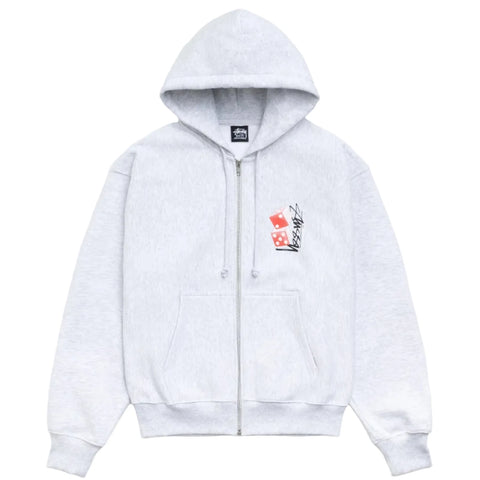 STÜSSY TALL DICE ZIP HOODIE - ASH HEATHER