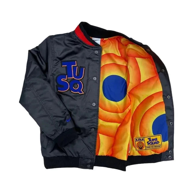 NIKE BIG KIDS X SPACE JAM: A NEW LEGACY TUNE SQUAD LETTERMAN JACKET - BLACK/WHITE-CONCORD
