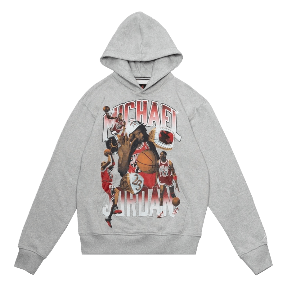 AIR JORDAN FLIGHT FLEECE GRAPHIC PULLOVER HOODIE - HEATHER GREY