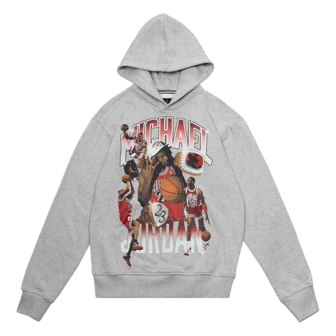 AIR JORDAN FLIGHT FLEECE GRAPHIC PULLOVER HOODIE - HEATHER GREY