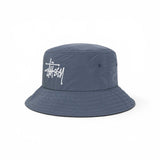 STÜSSY  PEACHED NYLON BASIC BUCKET HAT - STEEL BLUE