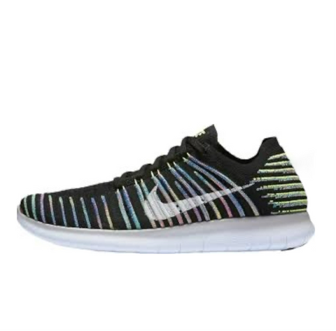 WOMENS NIKE FREE RN FLYKNIT - BLACK/WHITE-VOLT