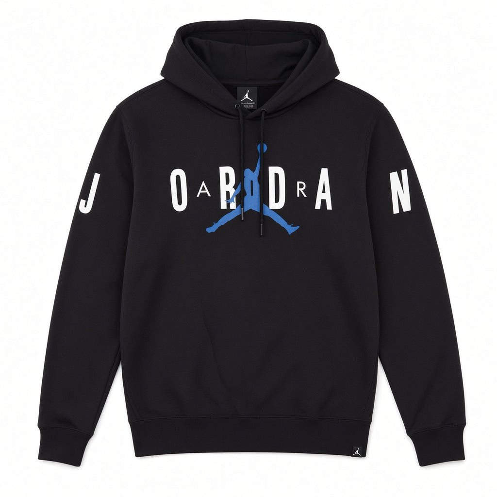 AIR JORDAN FLIGHT FLEECE GRAPHIC PULLOVER HOODIE - BLACK/WHITE