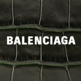 BALENCIAGA CASH LARGE COIN & CASH HOLDER SEMI MATTE CROC EMBOSSED CALF - FOREST GREEN/L WHITE