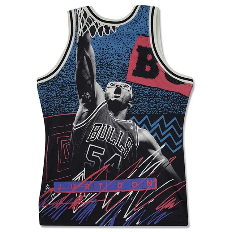 JUST DON X MITCHELL & NESS ‘CHICAGO BULLS’ SUBLIMATED JERSEY - PATTERN BLACK