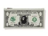 A BATHING APE BANKNOTE DESIGN POUCH - GREEN